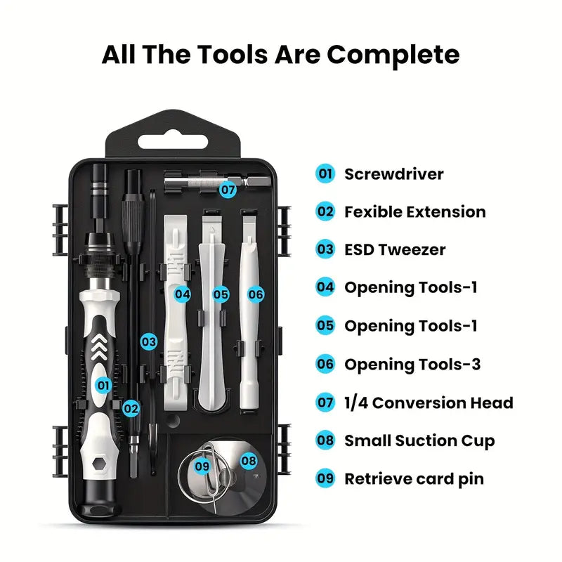 115-in-1 Precision Screwdriver Set, 115-in-1 Magnetic Repair Tool Kit, Anti-Slip Portable Tool Kit