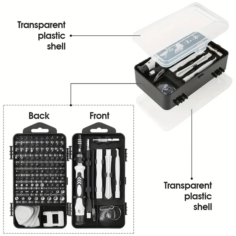 115-in-1 Precision Screwdriver Set, 115-in-1 Magnetic Repair Tool Kit, Anti-Slip Portable Tool Kit