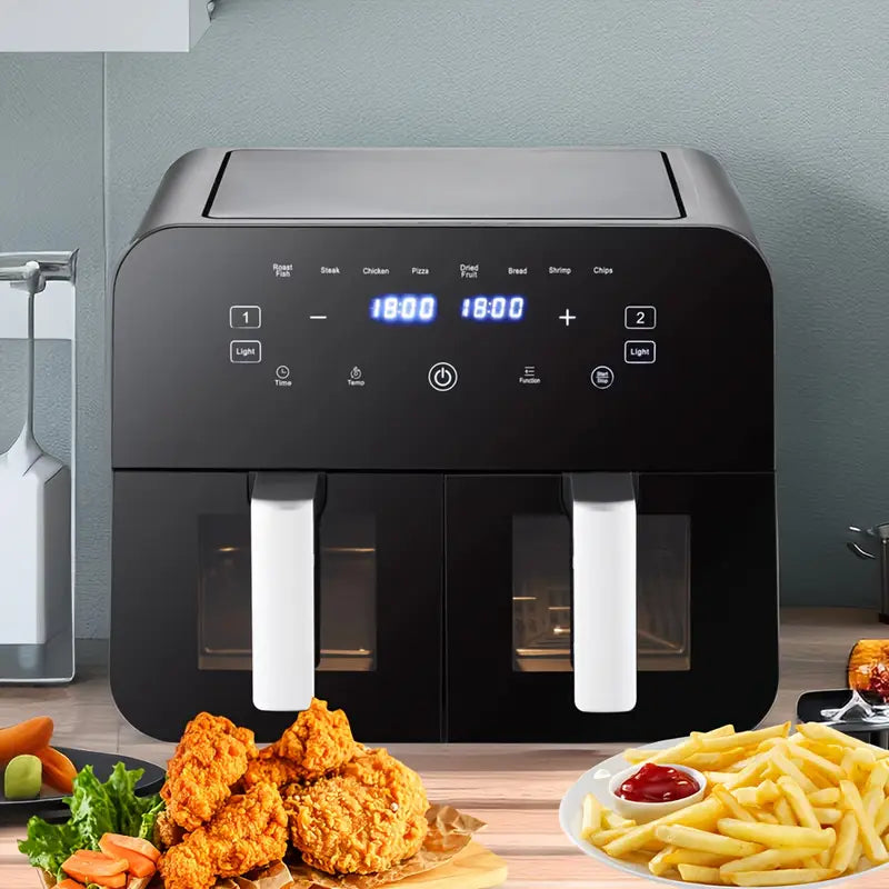 A Set NEW 9L LED Large Capacity Dual Zone Digital Air Fryer Oven Cooker